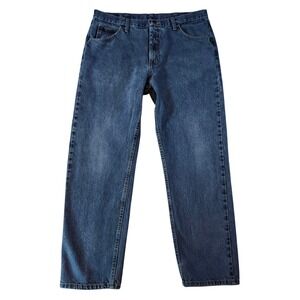 Wrangler Jeans Mens 36x29 Blue Excellent Straight Leg Mid Wash Denim Workwear